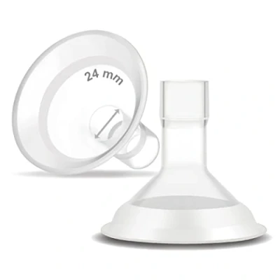 Abbildung von Maymom MyFit Comfy Series 24 mm Téterelle und zwei kompatible Parteien mit den Reifen von Medela; kompatibel dem MaxFlow Flex Anschluss; 2 Stücke