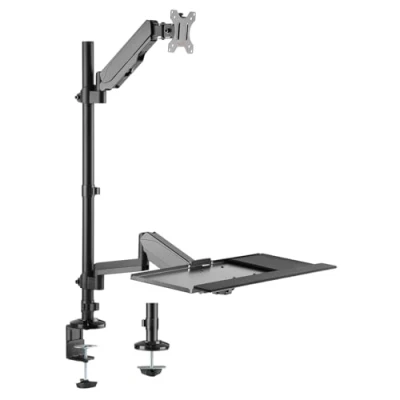 Abbildung von my wall Tastatur &amp; Monitor Halterung HL63L zum nachrüsten am Schreibtisch höhenverstellbar, seitlich drehbar, neigbar, Hoch Querformat