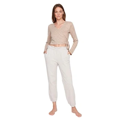 Abbildung von TRENDYOL Damen Herren Loungewear Mittlerer Bund Jogginghose Sweatpants, Beige, XS