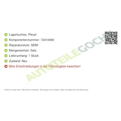 Abbildung von KOLBENSCHMIDT 77779690 Lagerbuchse, Pleuel
