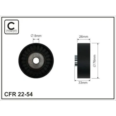Abbildung von CAFFARO 22 54 Umlenkrolle JEEP: WRANGLER 3, Cherokee IV, DODGE: Nitro SUV, FORD: FIESTA Escort 6 Cabrio