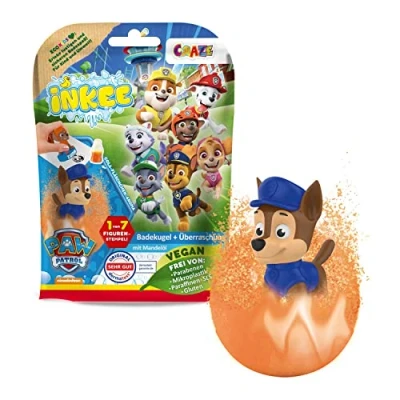 Abbildung von INKEE SURPRISE Paw Patrol Badebombe Kinder mit Überraschung, Badekugel 80g Stempel, Cola Gummi Duft, Schaum Effekt