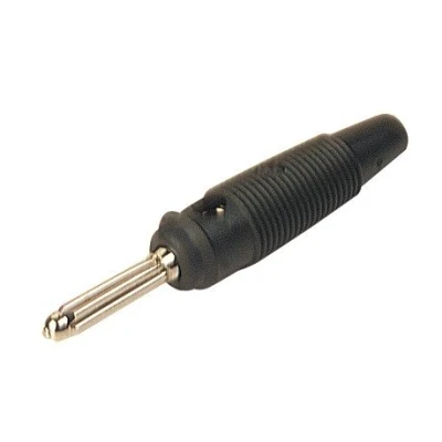 Abbildung von Hirschmann BÜSCHELSTECKER 4mm MIT QUERLOCH UND SCHRAUBANSCHLUSS/SCHWARZ (BULA 20K)