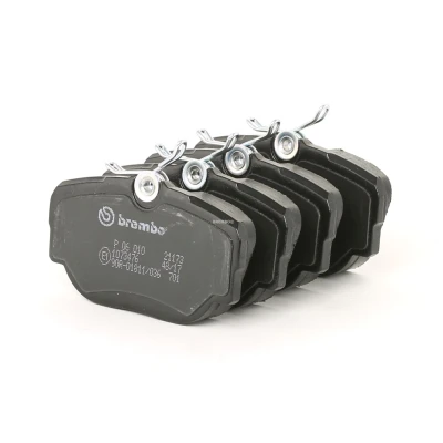 Abbildung von BREMBO P 06 010 Bremsbelagsatz für Verschleißwarnanzeiger vorbereitet mit Bremssattelschrauben ohne Zubehör BMW: 3 Cabrio, Limousine, Touring