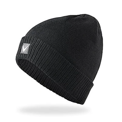 Abbildung von Black Crevice Herren Mütze in sportlichem Design I stylische One Size Strick Schutz vor Wind &amp; Kälte enganliegende Passform Wintermützen schwarz