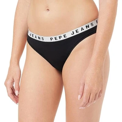 Abbildung von Pepe Jeans Damen Logo tanga Unterwäsche im Bikini Stil, Schwarz, M EU
