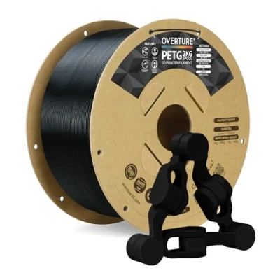Abbildung von OVERTURE PETG Filament Schwarz 1.75mm Aufgerüstet, 2kg Spule (4.4lbs), 3D Druck Filament, Maßgenauigkeit +/ 0.02 mm (Schwarz 2kg*1)