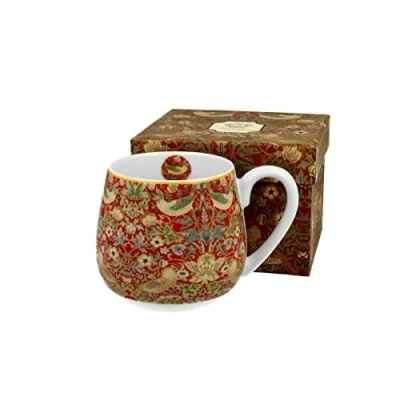 Abbildung von Duo Gift Becher Fass Blumen Mug/ Barrel / Tee/KaffeeTasse Tiere Vogel Fassbecher, Porzellan : STRAWBERRY THIEF RED, mit Geschenkbox Ideal als Geschenk