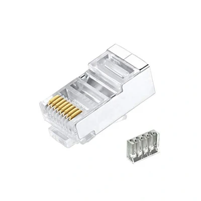 Abbildung von 50 Stück Cat6 RJ45 Steckverbinder, Stecker, 2 teilige metallgeschirmte Enden FTP 8P8C modularer Netzwerksteckverbinder