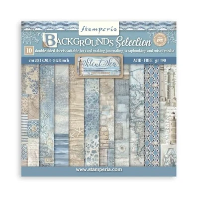 Abbildung von Stamperia Silent Sea 8x8 Inch Paper Pack Backgrounds Selection (SBBS126)