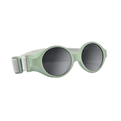 Abbildung von BÉABA, Sonnenbrille für Babys von 0 bis 9 Monaten, 100% UV Schutz KAT. 4, Seitenschutz, optimaler Komfort, verstellbares elastisches Kopfband, Salbeigrün