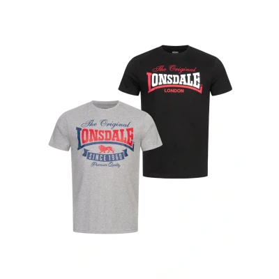 Abbildung von Lonsdale Doppelpack Gearach Tshirt print, Herren, Größe: 4XL, Marl grey black