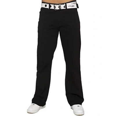 Abbildung von BRAND KRUZE Herren Jeans Bootcut Hose KZ115 ausgestelltes weites Bein Denim alle Taillengrößen mit Gürtel, Schwarz , 46W x 32L