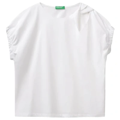 Abbildung von United Colors of Benetton WITH KNOT AND Cutout Tshirt print, Damen, Größe: Large, White