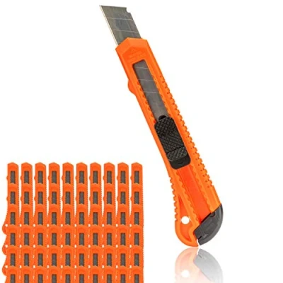 Abbildung von OFFICEPOINT Cuttermesser Set 60 Stück Cutter mit 18mm Abbrechklinge Teppichmesser Wechselklinge präzise Klingenführung Kartonmesser Klinge (60)
