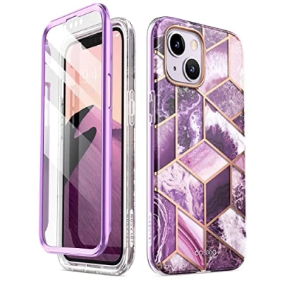 Abbildung von i Blason Glitzer Hülle für iPhone 14 Plus (6.7‘’) Handyhülle 360 Grad Case Bumper Schutzhülle Cover [Cosmo] mit Displayschutz 2022 Ausgabe (Lila)