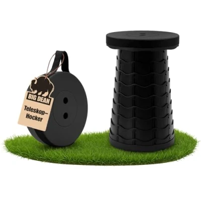 Abbildung von BigDean Teleskophocker 150kg schwarz Hocker klappbar Campinghocker faltbar Falthocker