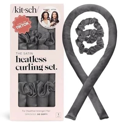 Abbildung von Kitsch Satin Heatless Curling Set Charcoal