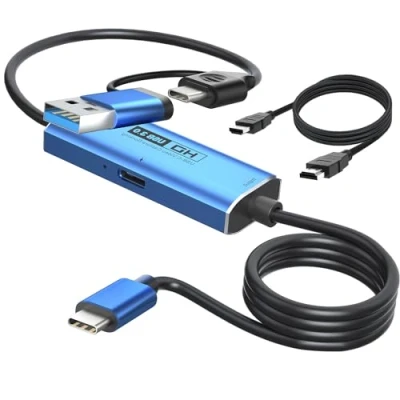 Abbildung von YCE Videoaufnahmekarte 4K HDMI + 100W PD auf USB C/USB 3.0 1080P Capture Card mit 2M Draht Game bis Adapter Laptop verbinden für Live Streaming,Gaming,Videokonferenz