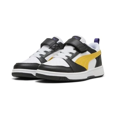 Abbildung von Puma Rebound V6 Sneaker low für Kinder, Größe: 34.5, Black yellow sizzle white Schuhe