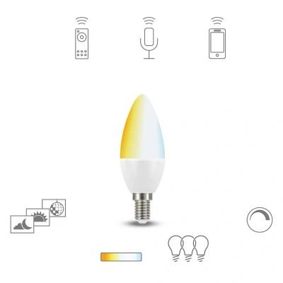 Abbildung von Tint E14 Smart Led Lampe Kerzenform 5,8w 2700k 6500k Dimmbar LEDdirect.de