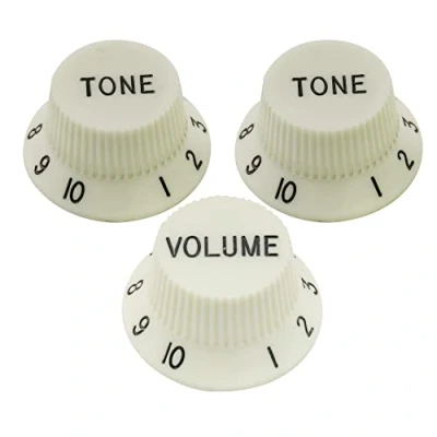 Abbildung von Musiclily Pro Imperial Zoll Strat Knobs Gitarre Knöpfe Potiknöpfe 1 Volume 2 Tone Control Set für USA Fender Stratocaster E Gitarre, Mint Green