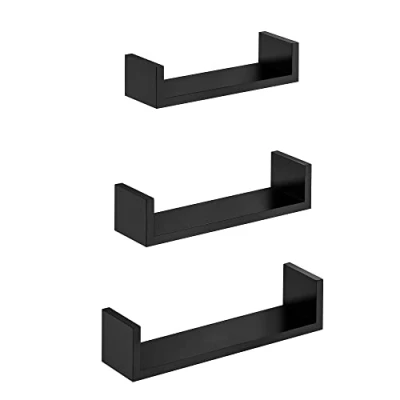 Abbildung von SONGMICS Wandregal, 3er Set, Schweberegal, 30/35/40 cm, Regal zur Wandmontage, jeweils bis 10 kg belastbar, für Wohnzimmer, Arbeitszimmer, Badezimmer, Küche, schwarz LWS40BK
