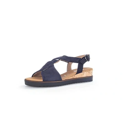 Abbildung von Gabor Damen Keilsandalen, Frauen Sandalen,Moderate Mehrweite (G),Keilabsatz,Wedge Heel,bequem,flach,Blue (Kork/schw.),40 EU / 6.5 UK