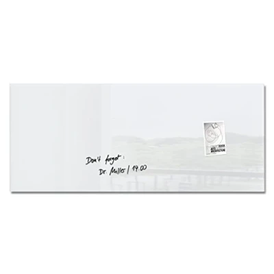 Abbildung von SIGEL GL241 Premium Glas Whiteboard 130x55 cm super weiß hochglänzend, SGS geprüft, einfache Montage, incl. 2 starke Magnete, Magnettafel für Büro &amp; Schule, Artverum