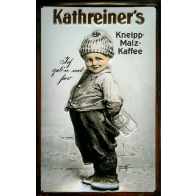 Abbildung von Buddel Bini Versand Blechschild Nostalgieschild Kathreiner&#039;s Kneipp Malz Kaffee Malzkaffee Vintage Schild Reklameschild