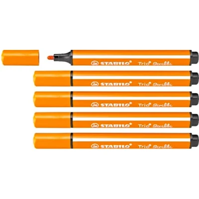 Abbildung von Gefederter Dreikant Filzstift STABILO Trio Scribbi 5er Pack orange