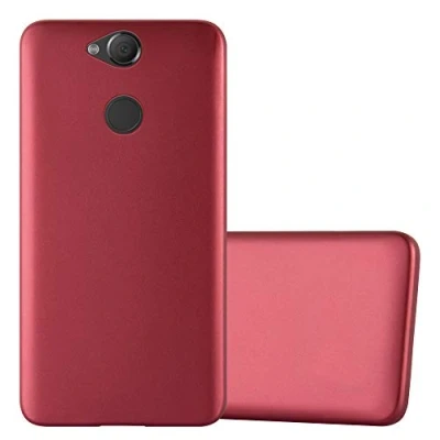 Abbildung von Cadorabo Hülle kompatibel mit Sony Xperia XA2 Schutzhülle TPU Silikon Case Metallic Design Slim Kratzfest Weiche Gummi Rundumschutz für in Rot