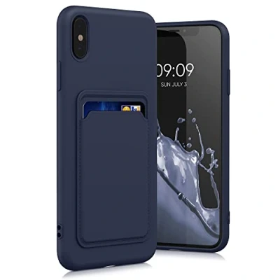 Abbildung von kwmobile Handyhülle kompatibel mit Apple iPhone XS Max Hülle Handy Cover Fach für Karten in Dunkelblau