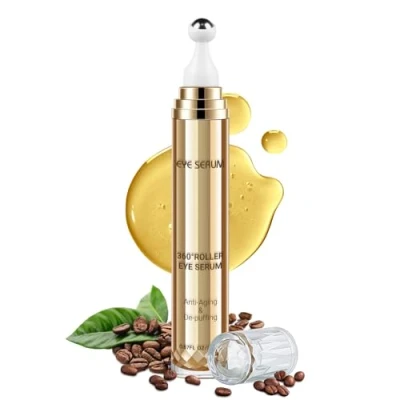Abbildung von Koffein Augenserum, Hyaluronsäure Augencreme Gegen Augenringe und Schwellungen, Augenpflege, Anti Aging Augenserum mit 360 Massageball, Reduziert Tränensäcke, Fältchen Feine Linien (20ML)