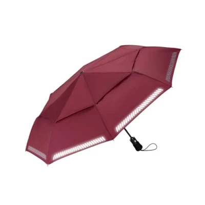 Abbildung von Chakipee Regenschirm Sturmfest Taschenschirm mit Reflexstreifen Rot Umbrella Kompakter Reise Winddichter Automatik Auf und Zu Doppelt Belüftetes Vordach 8 Rippen für Herren Damen Kinder