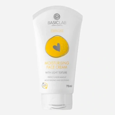 Abbildung von BasicLab Dermocosmetics Feuchtigkeitsspendende Gesichtscreme 75 ml Für Frauen und Männer, Erwachsene Kinder, empfindliche normale Mischhaut, Gut unter Make up, Leichte Konsistenz