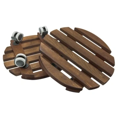 Abbildung von Homingrove Pflanzenroller Rund 30cm, 2er Set mit Bewässerung Zimmerpflanzen, FSC Erle, 100kg, Made in EU Blumenroller Outdoor Wetterfest Rollbrett Pflanzen