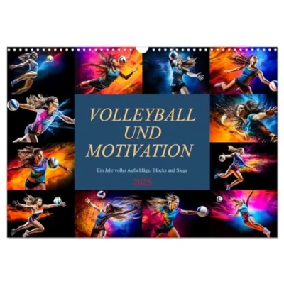 Abbildung von Volleyball und Motivation (Wandkalender 2025 DIN A3 quer), CALVENDO Monatskalender