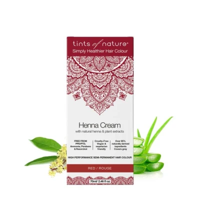 Abbildung von Tints of Nature Red Semi Permanent Henna Cream Hair Colour, Rote permanente Creme Haarfarbe, ammoniakfrei und zu 95% natürlich, 70 ml
