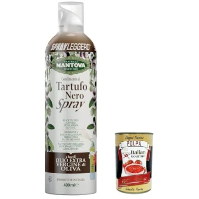 Abbildung von 3x Sprayleggero Tartufo Schwarze Sprühtrüffel in extra jungfräulichem Olivenöl 400 ml italienisches Sprayöl 100% natürliches, leicht, einfach + Italian Gourmet polpa 400g