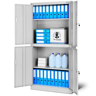 Abbildung von Jan Nowak Büroschrank C004 Aktenschrank mit 2 Abteilen abschließbar Stahlblech Flügeltüren Pulverbeschichtung 185 cm x 90 40 (Grau)
