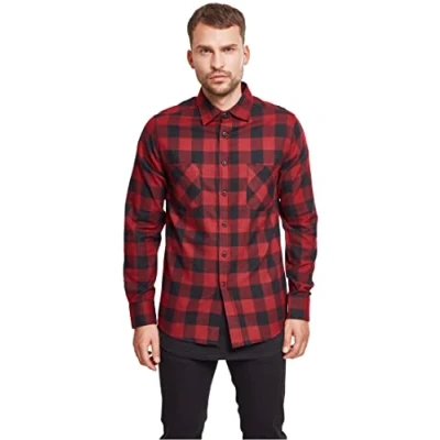 Abbildung von Urban Classics Checked Hemd, Herren, Größe: 5XL, Black/burgundy
