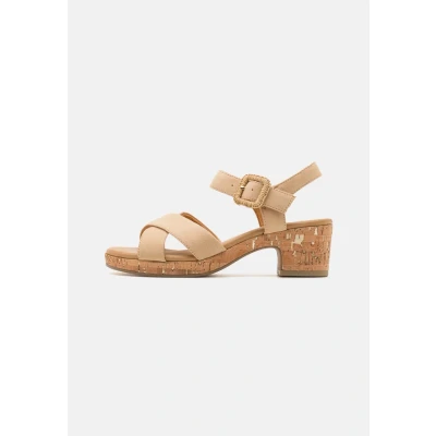 Abbildung von MARCO TOZZI Damen Sandalen mit Absatz Runde Spitze Schließe, Braun (Biscuit), 38 EU