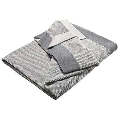 Abbildung von Bio Kuscheldecke für Erwachsene 100% Baumwolle (kbA) GOTS zertifiziert, Hellgrau Melange, 150 x 200 cm