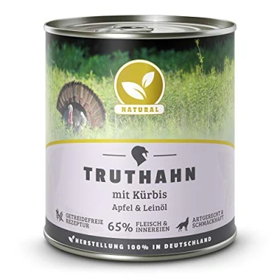 Abbildung von Hundeland Natural Truthahn + Kürbis 6 x 800 g getreidefreies Hundefutter Nassfutter für alle Hunderassen viel frisches Fleisch artgerecht &amp; besonders gut verträglich