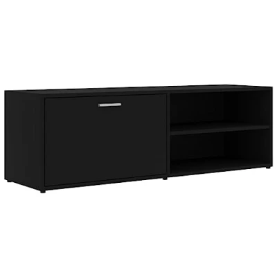 Abbildung von vidaXL TV Schrank mit 1 Tür 2 Fächern Möbel Lowboard Fernsehtisch Fernsehschrank Sideboard HiFi Schwarz 120x34x37cm Holzwerkstoff
