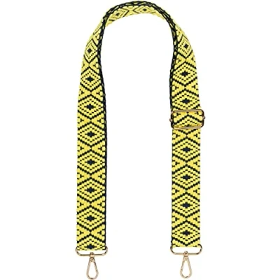 Abbildung von styleBREAKER Taschen Schulterriemen mit Azteken Muster, Wechsel Taschengurt Karabinerhaken, verstellbar, Handyband, Handykette 02013015, Farbe:Gelb Dunkelblau