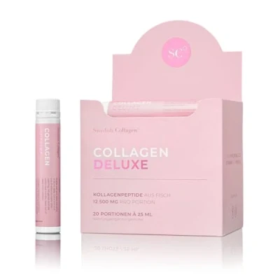 Abbildung von Swedish Collagen Deluxe Shots, 20x25ml flüssige Kollagenergänzung 12.500 mg Meereskollagen mit Hyaluronsäure, Vitaminen &amp; Mineralien für Haare, Haut und Nägel (20)