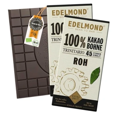 Abbildung von Edelmond 100% Roh Schokolade: Bio, Antioxidantien, Vegan, Glutenfrei, Naturbelassene Handarbeit, Fair Trade Kakao (2 Tafeln)