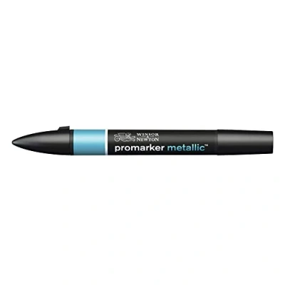 Abbildung von Winsor &amp; Newton 0206695â‹ ProMarker Metallic, Professioneller Layoutmarker 2 Spitzen, Fein Und Breit Für Zeichnungen, Design Layouts Metallic Blau